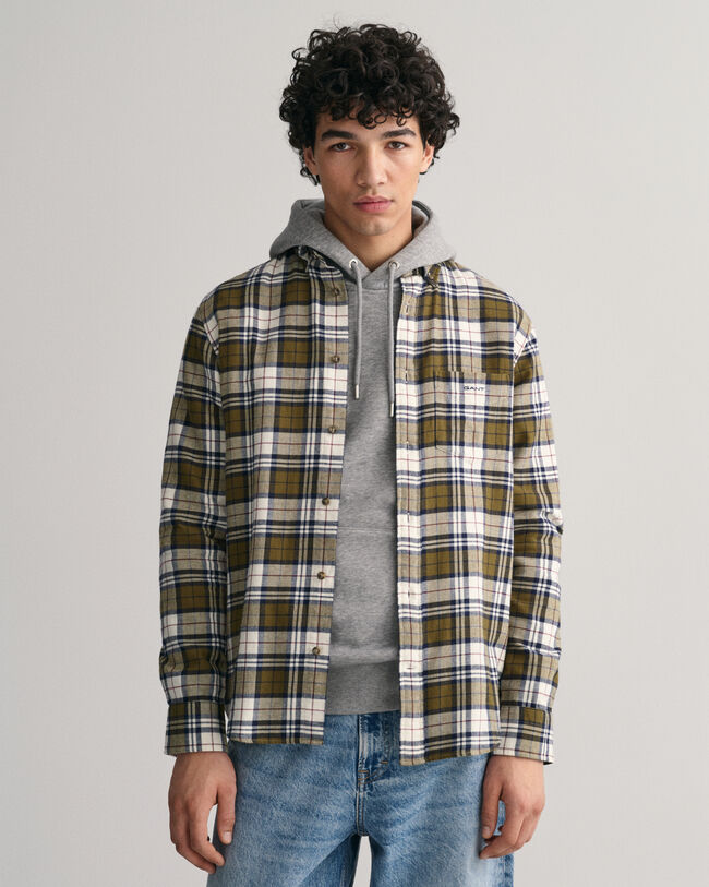 Regular fit ternet flannelskjorte