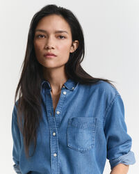 Relaxed fit indigo-skjorte