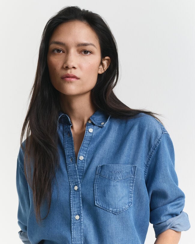 Relaxed fit indigo-skjorte