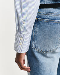 Regular fit skjorte med striber og flæsedetaljer