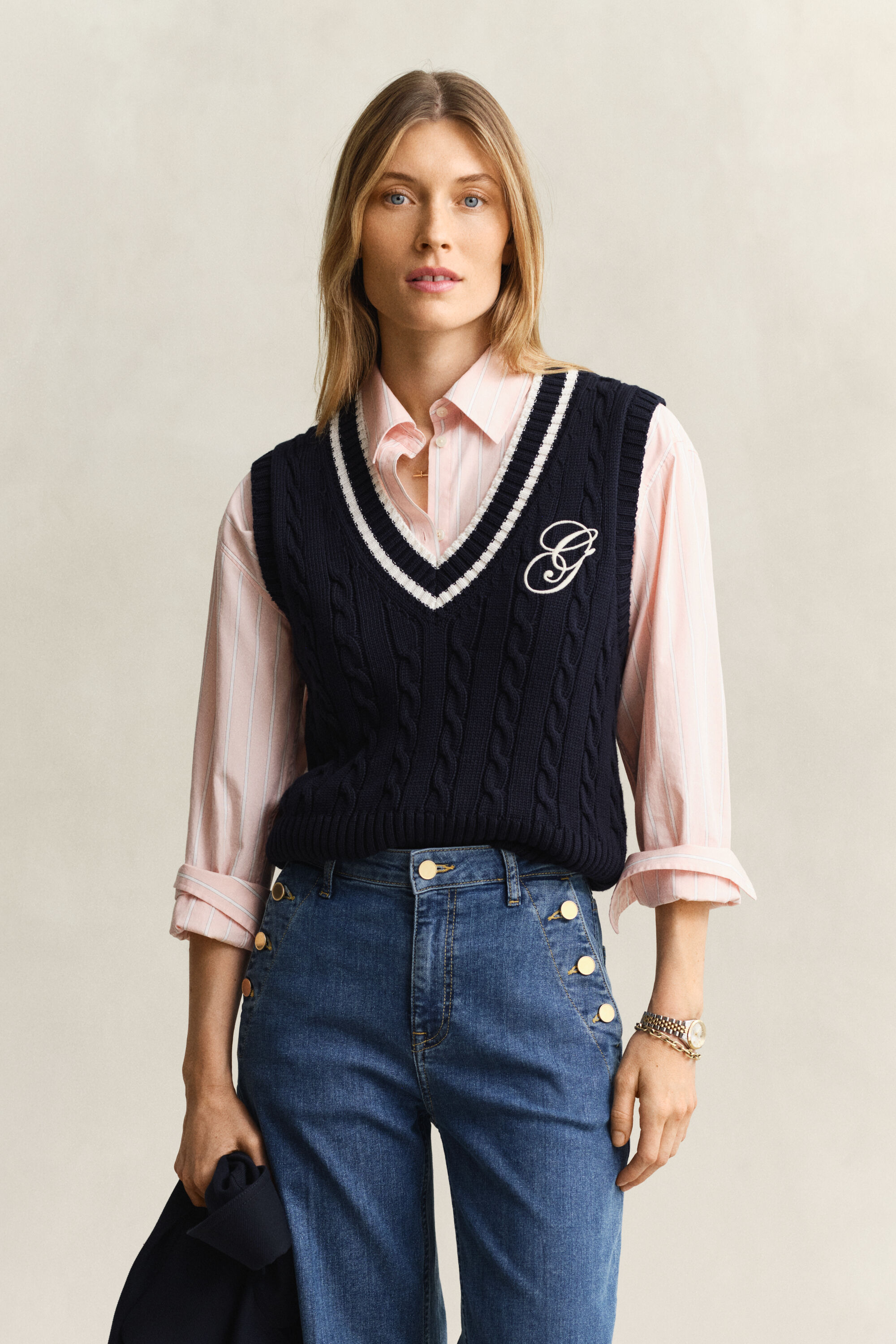 Kabelstrikket bomuldsvest