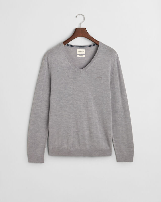 Sweater med V-hals sweater af ekstra fin merinould