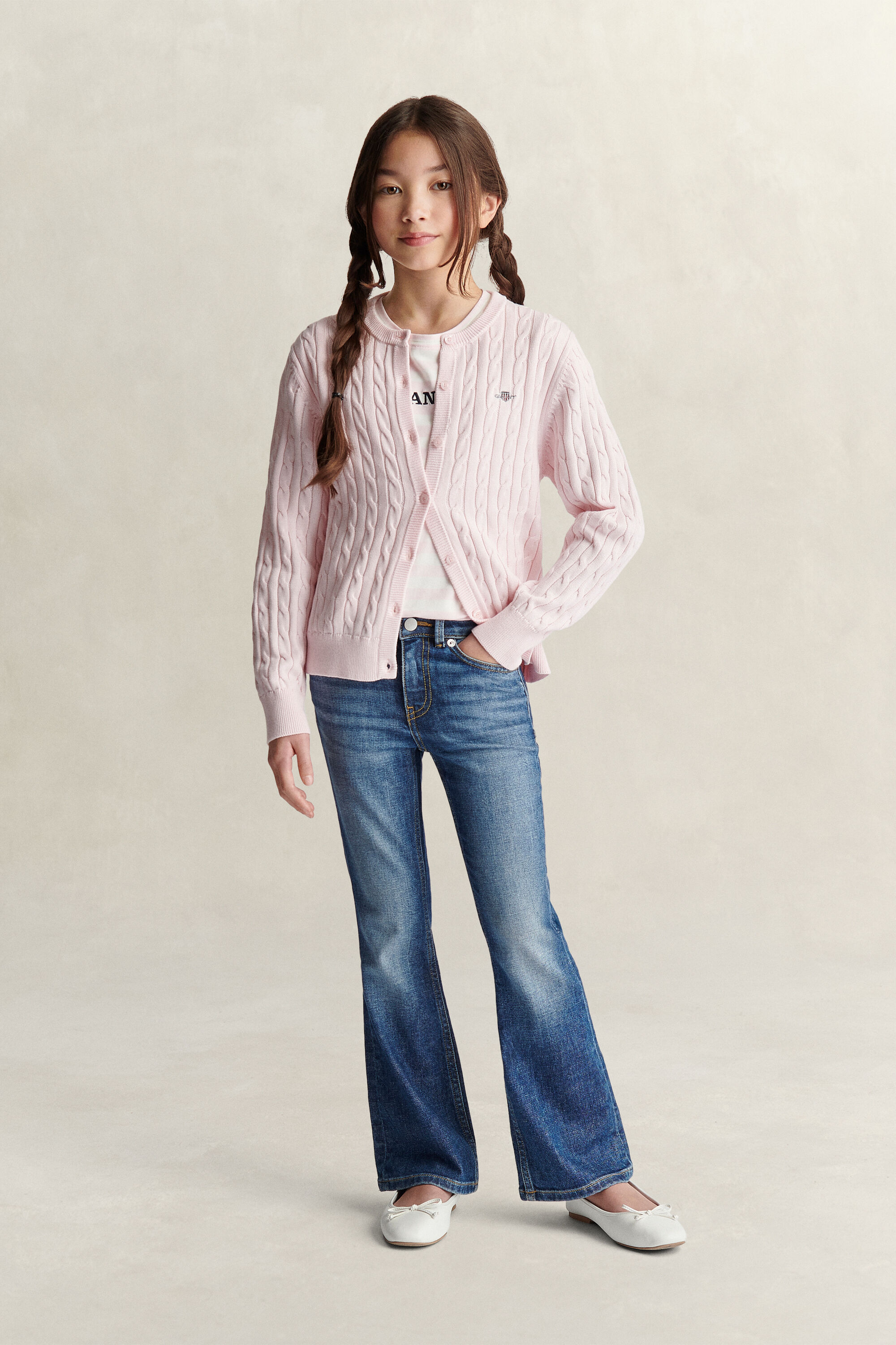 Teen Girls cardigan med kabelstrik