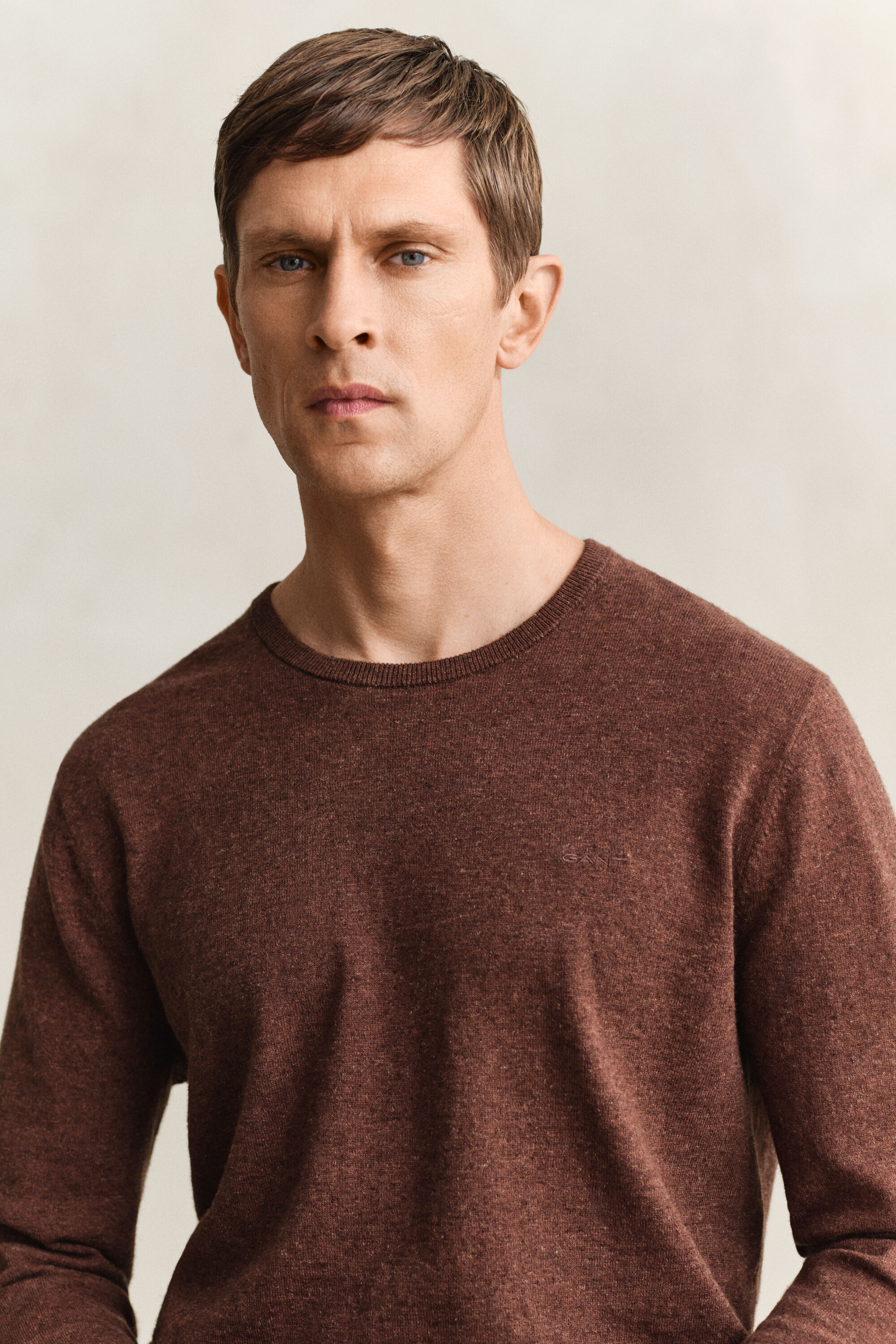 Sweater i nopret bomuldsblanding