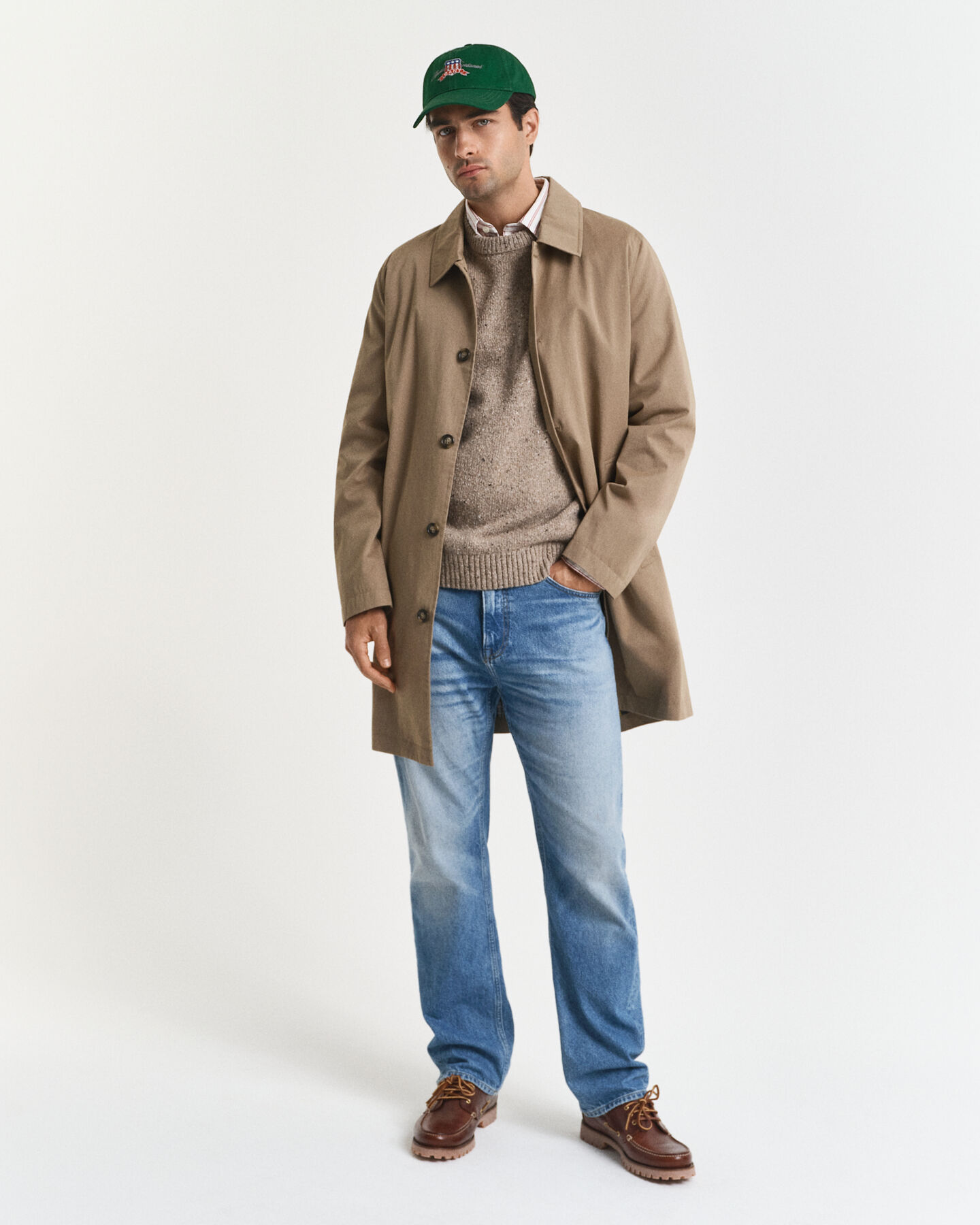 Sweater med crewneck og nister i uldblanding