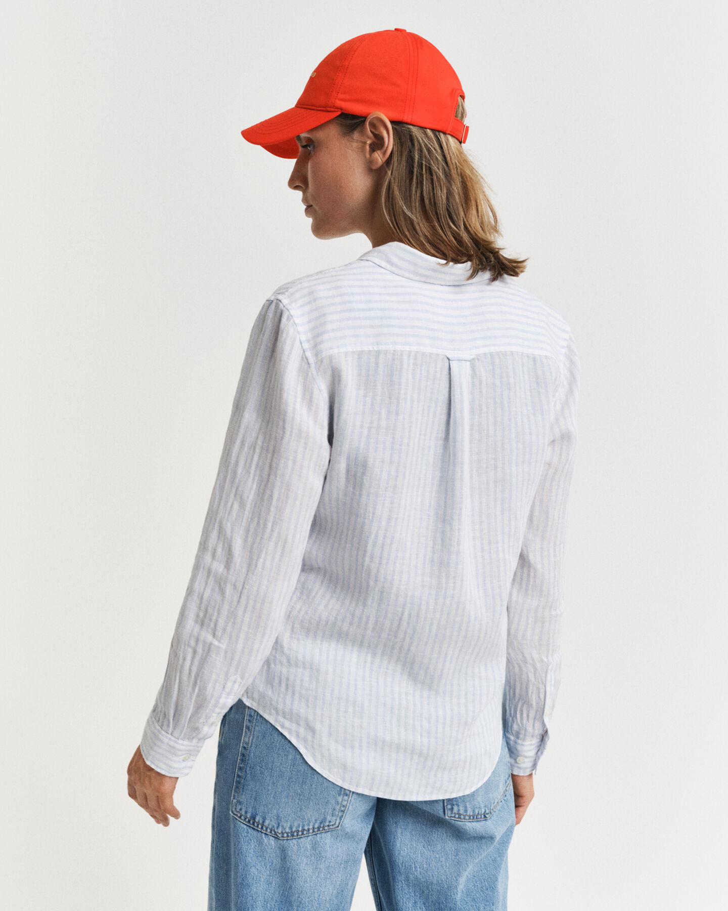 Regular fit stribet skjorte af hør