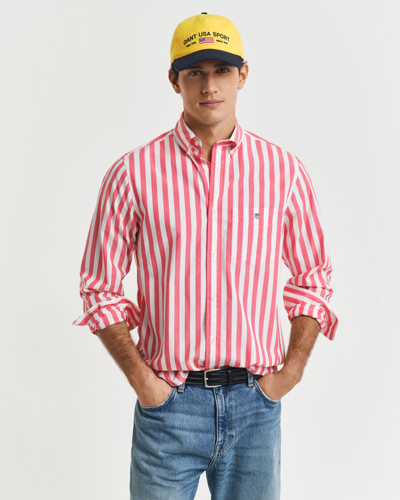 Regular fit stribet klassisk poplin-skjorte