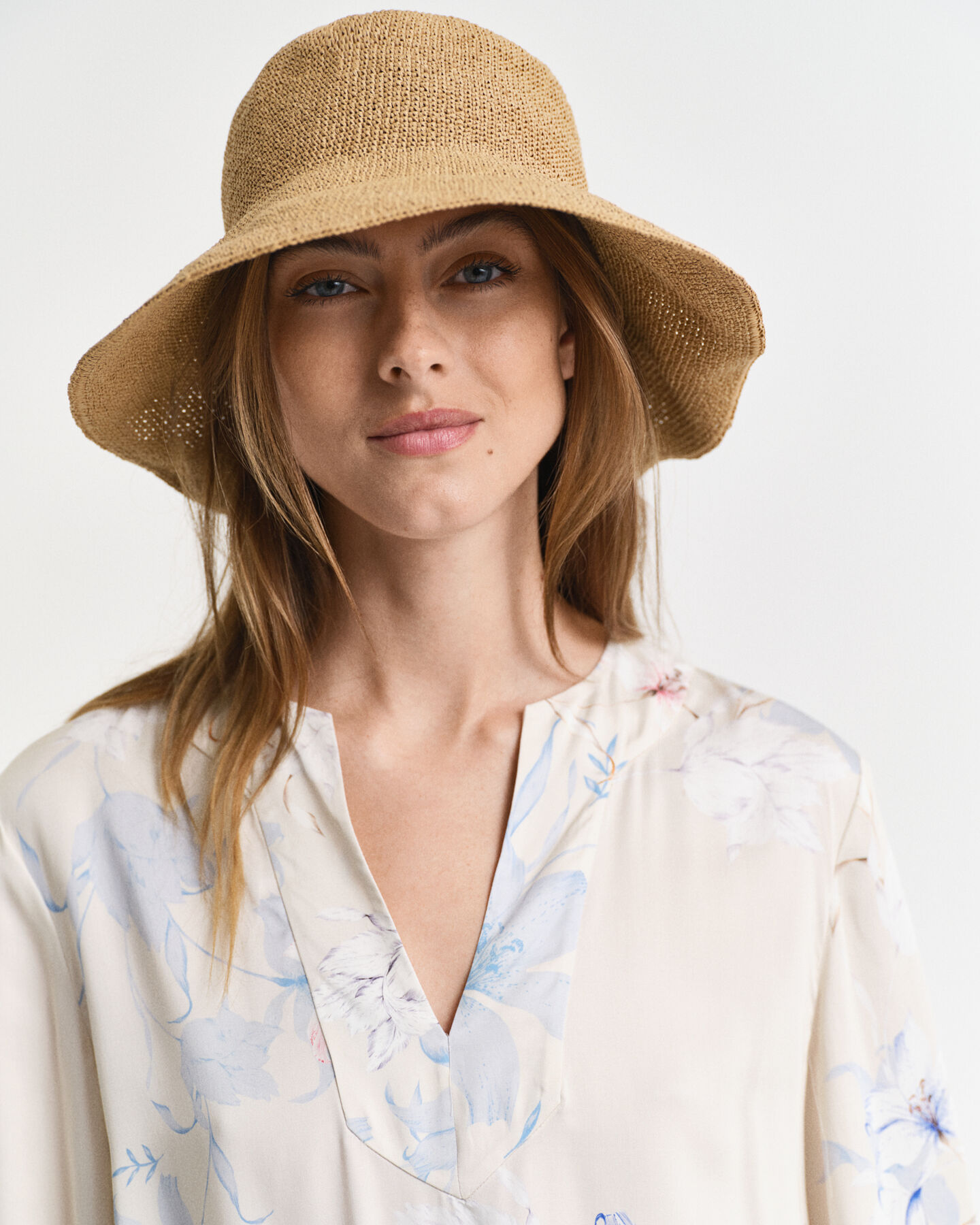 Kaftan med blomstertryk