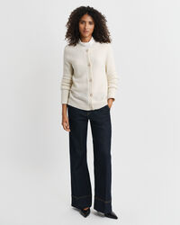 Bouclé crewneck cardigan