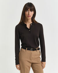 Sømløs langærmet poloskjorte med knapper