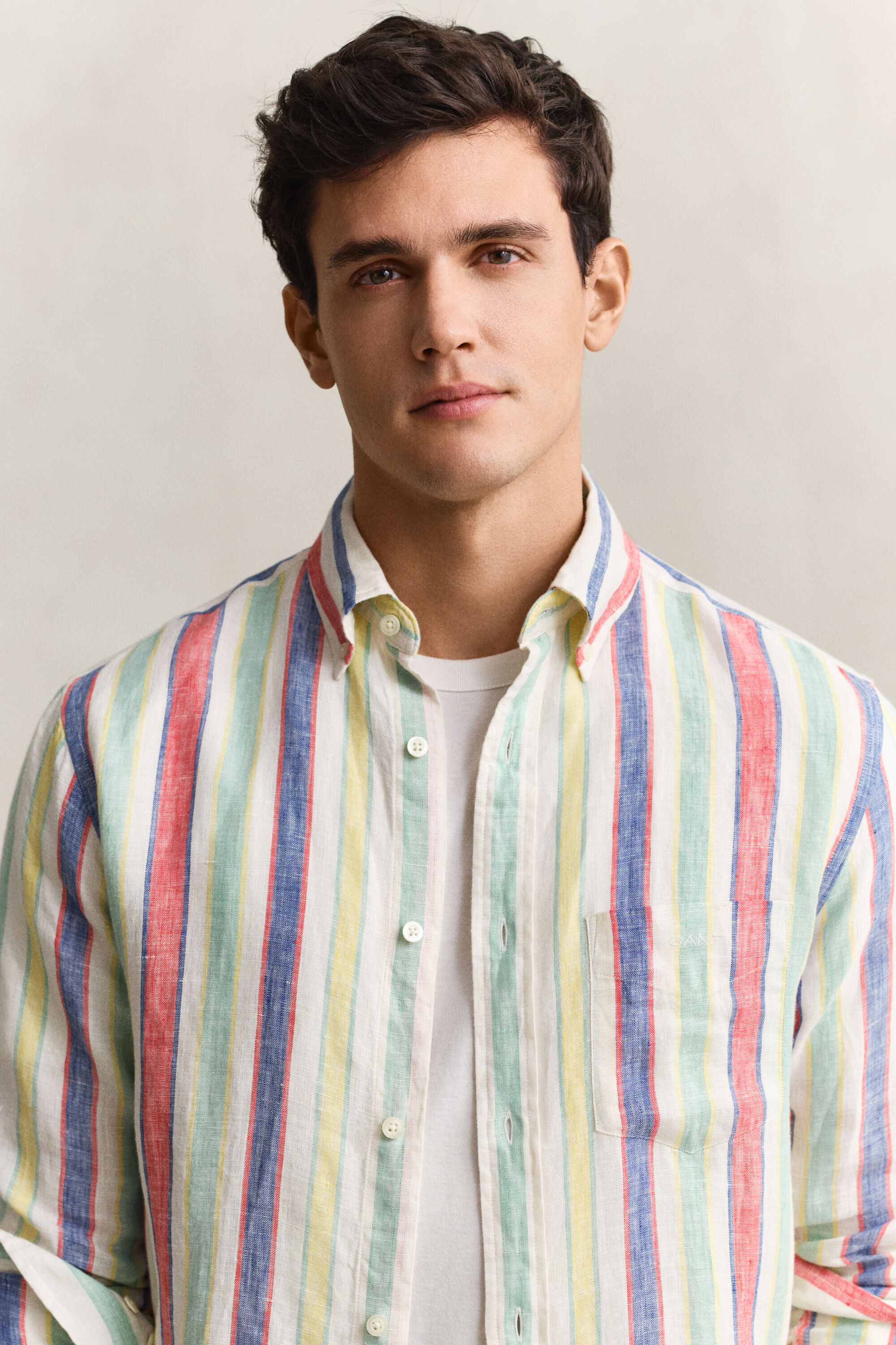 Flerstribet hørskjorte