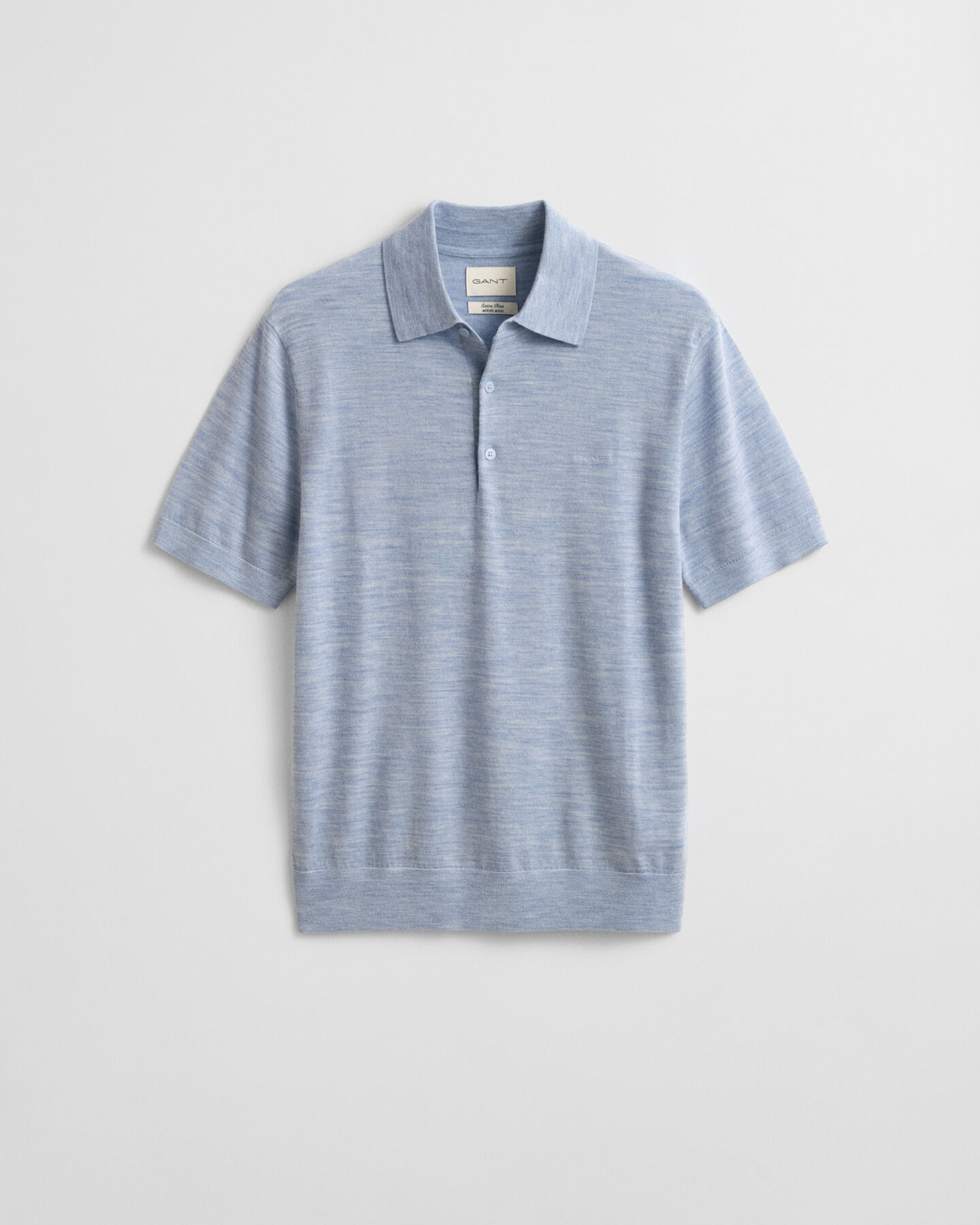 Kort&aelig;rmet polosweater af ekstra fin merinould