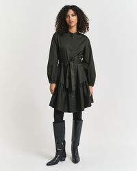 Kjole i bomuldssatin med lange ærmer