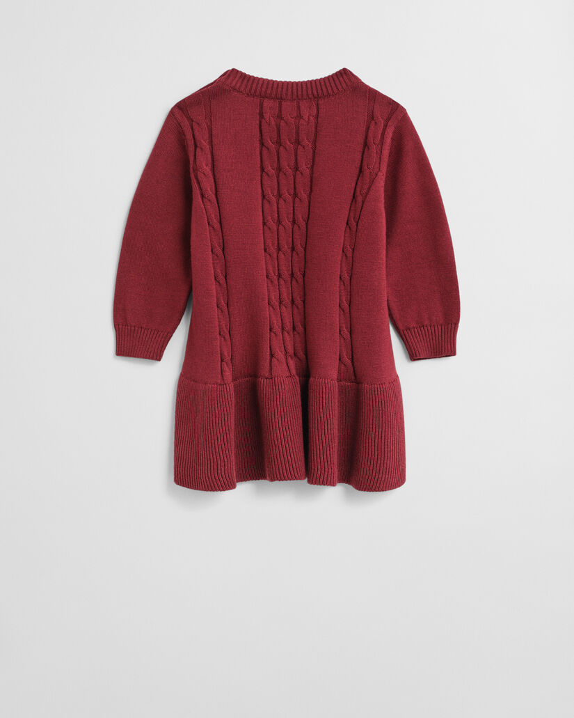 Baby Girls kjole i bomuld med kabelstrik