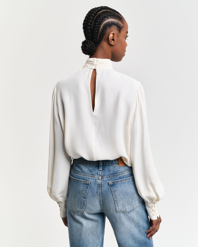 Bluse med mock-neck