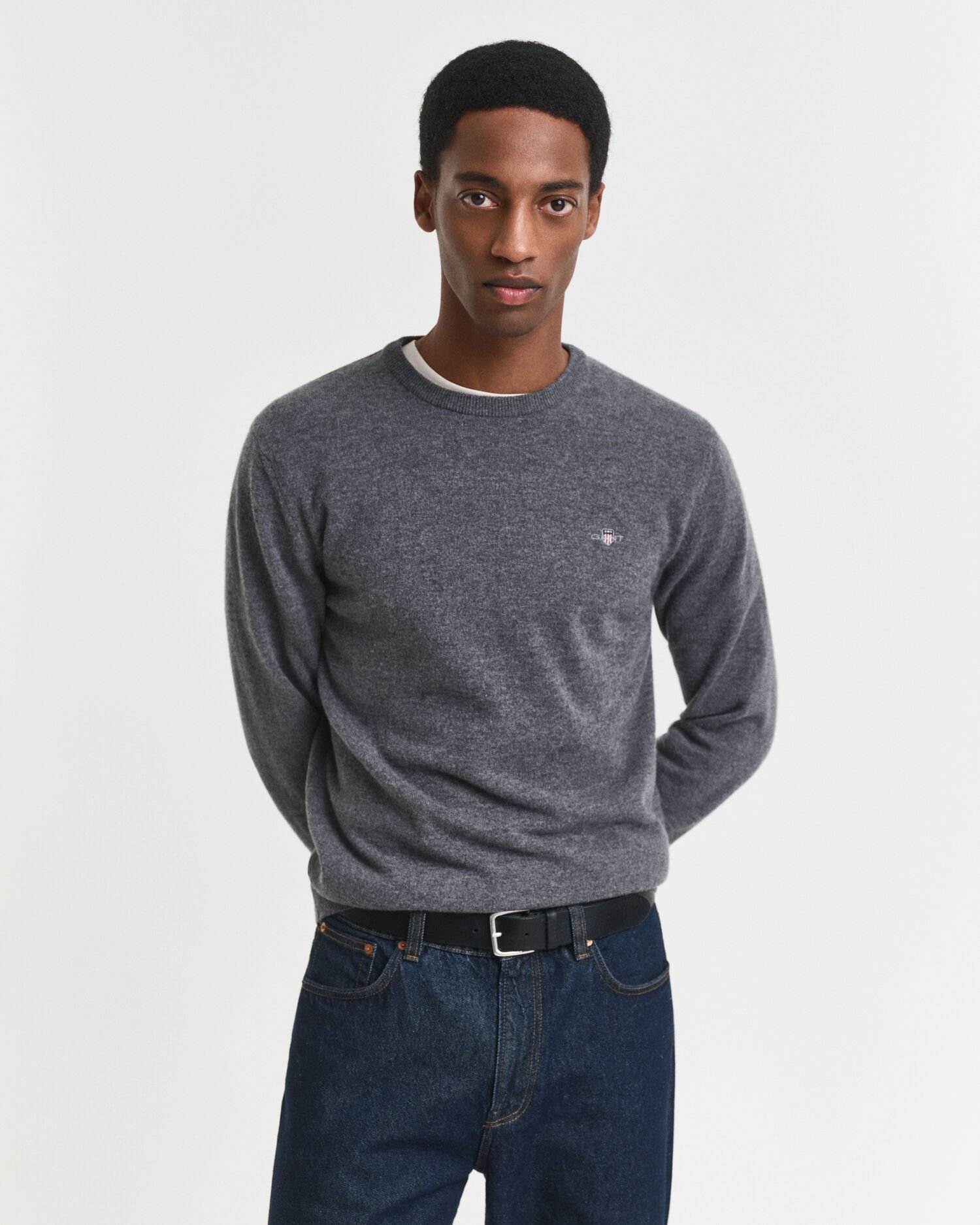 Crewneck sweater i ekstra fin lammeuld