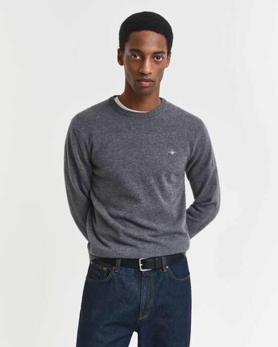 Crewneck sweater i ekstra fin lammeuld
