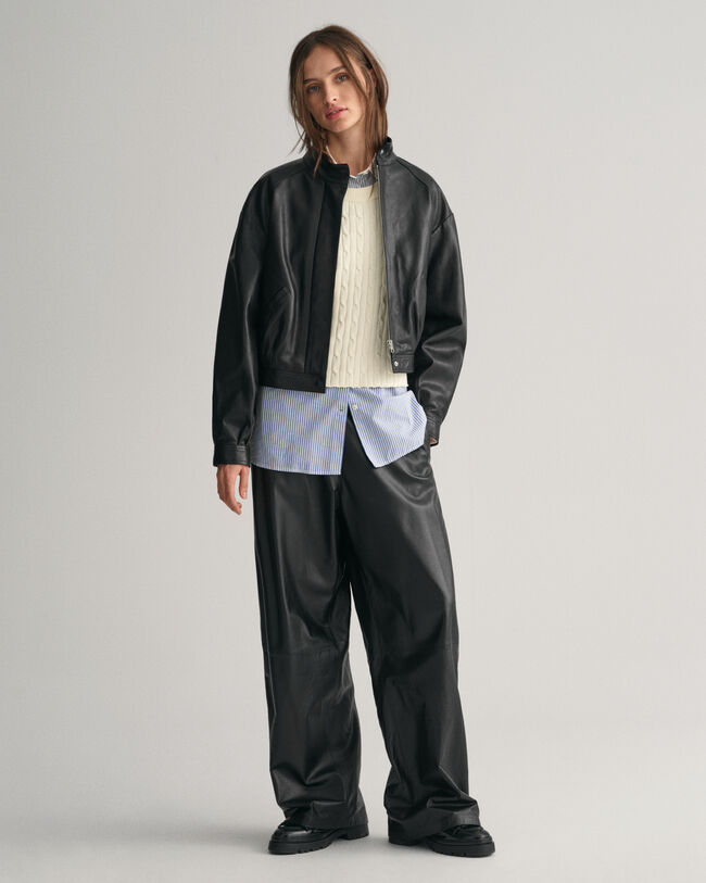 Kort Harrington Jacket i l&aelig;der