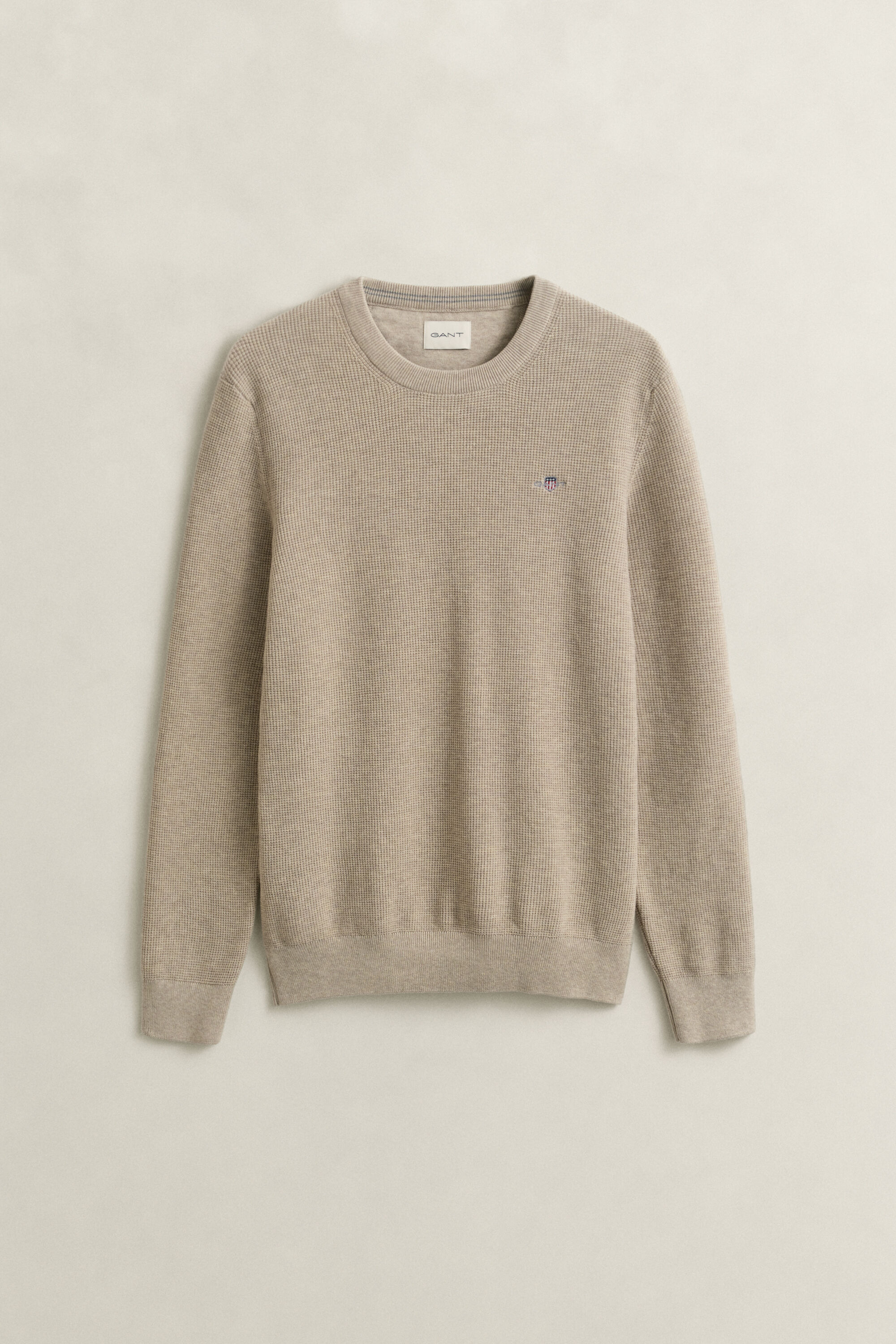 Tekstureret crewneck sweater af bomuld