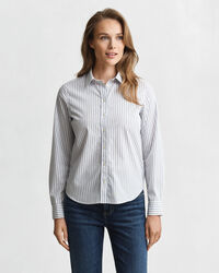 Regular fit poplin skjorte med striber