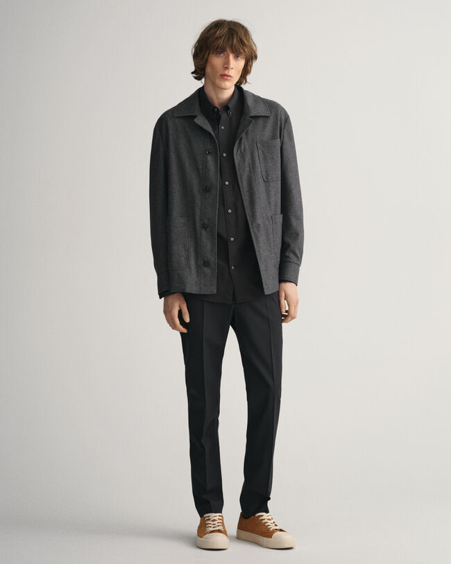 Regular fit tætvævet skjorte