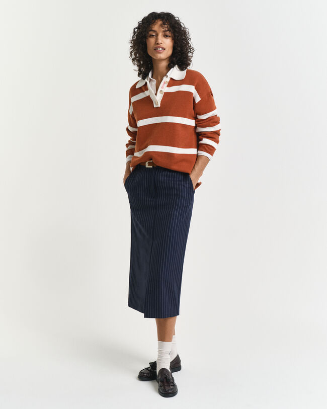 Nålestribet midi-nederdel