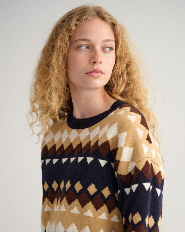 Fairisle sweater med crewneck