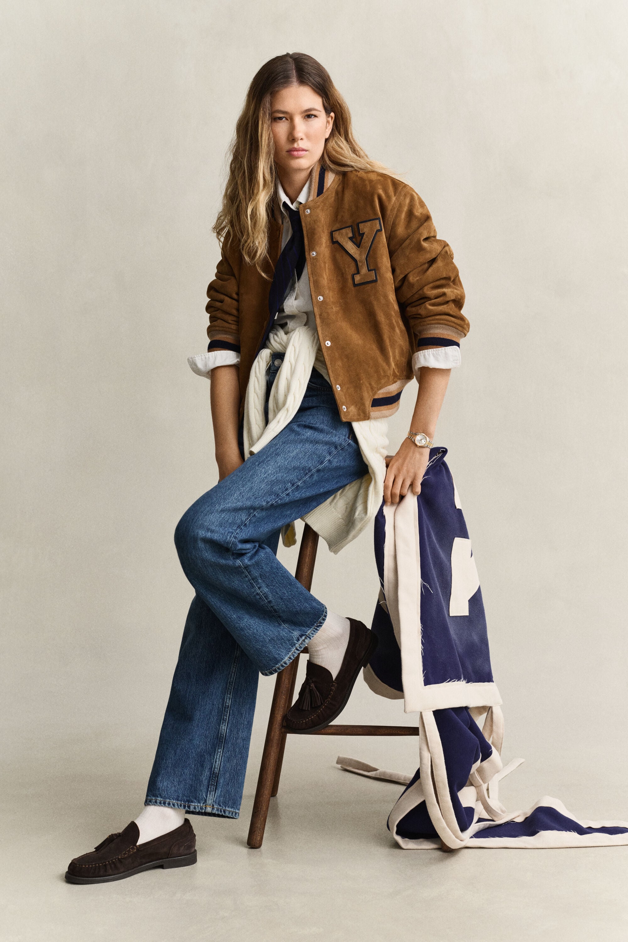 Gant x Yale Varsity Jacket i ruskind