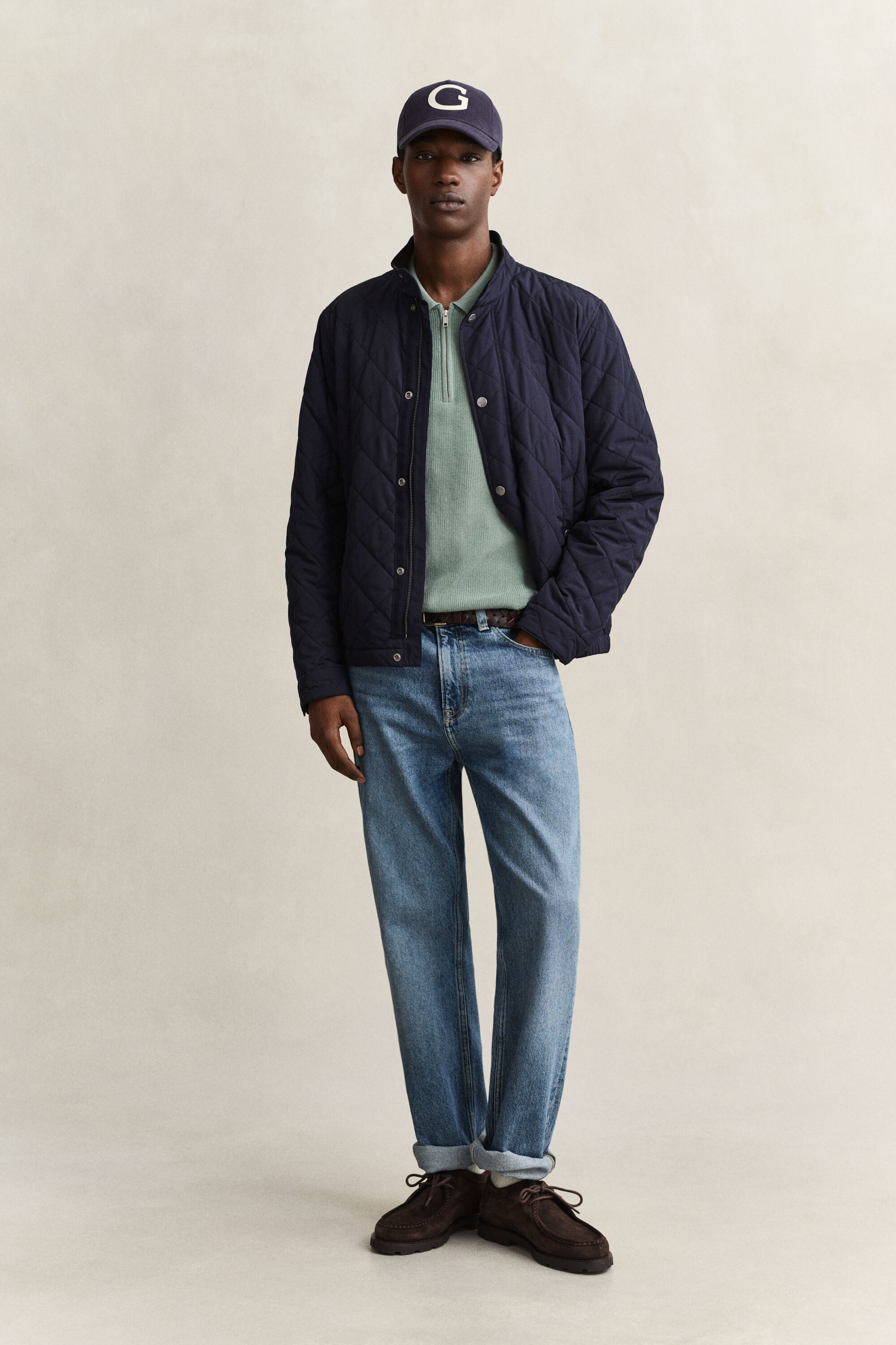 Ribstrikket polosweater i bomuld