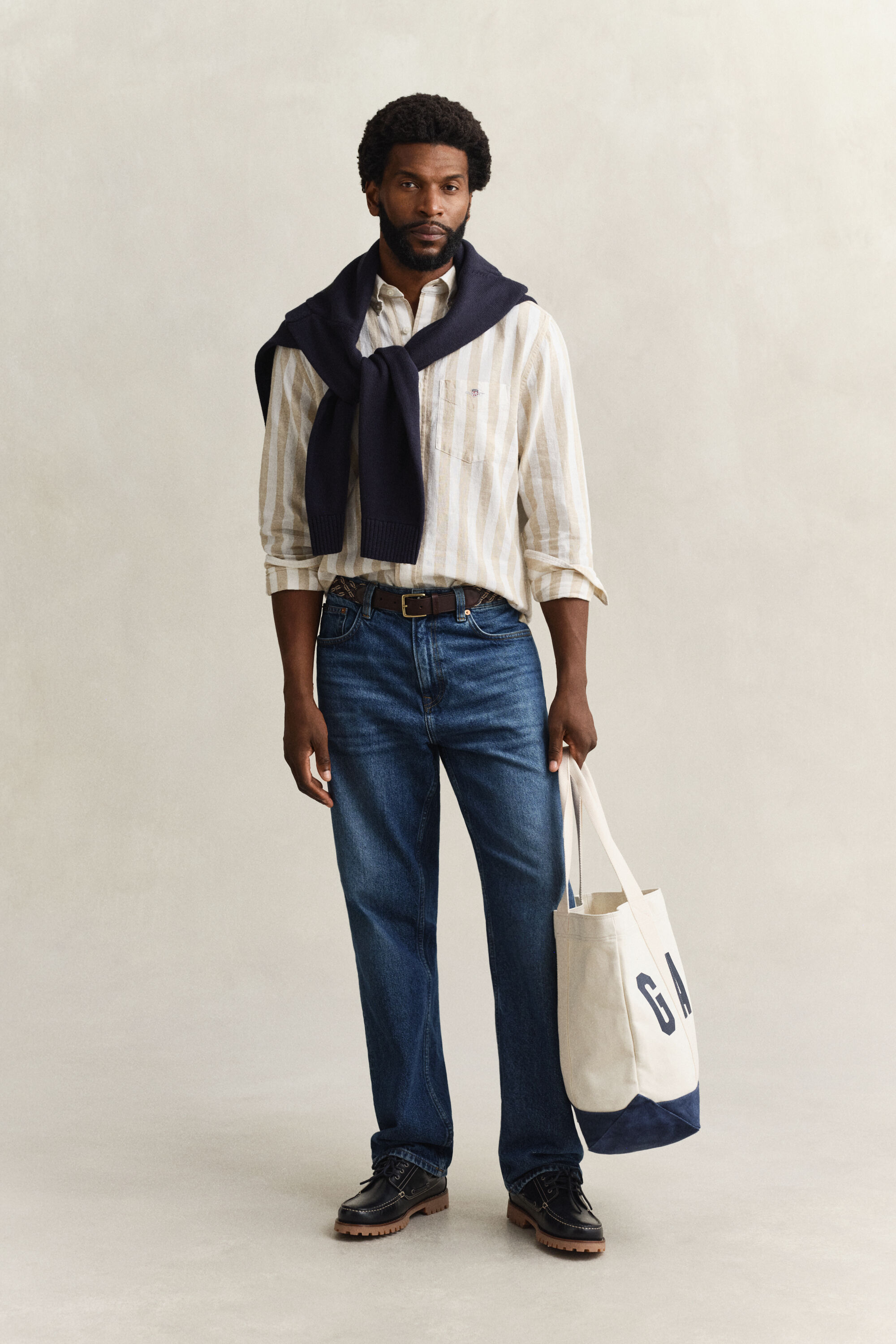 Stribet skjorte i hørblanding