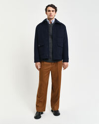 Ribstrikket sweater med crewneck i alpakauldblanding