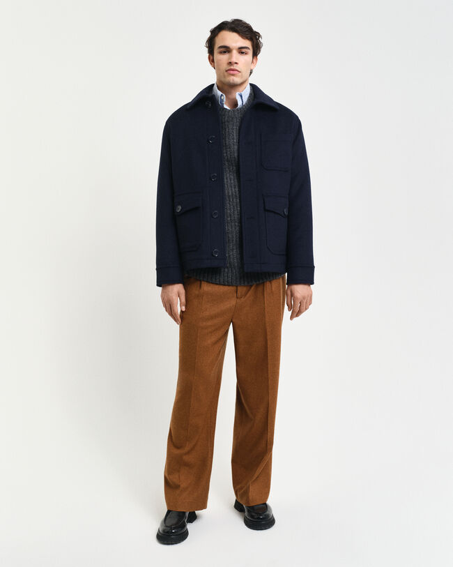 Ribstrikket sweater med crewneck i alpakauldblanding