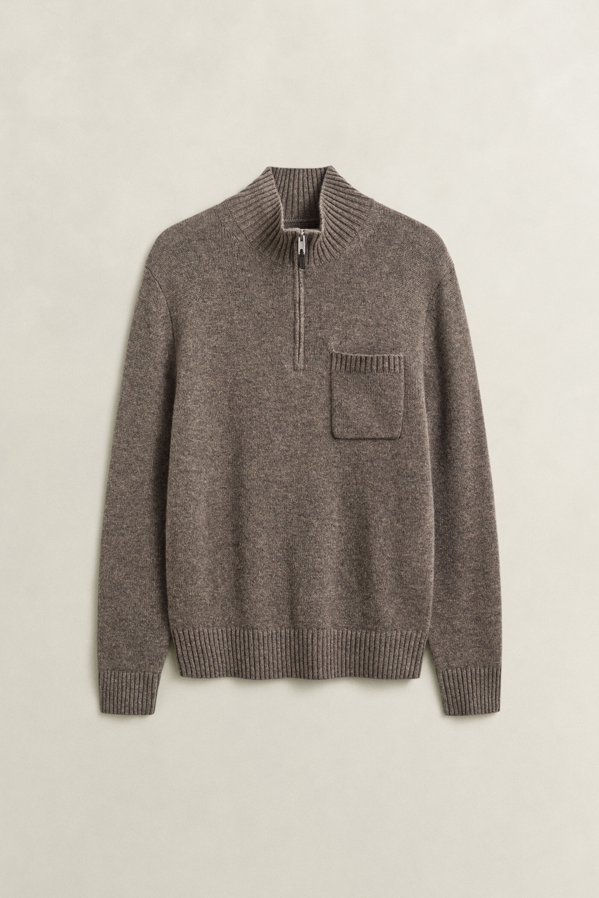 Kashmir sweater med halv lynlås