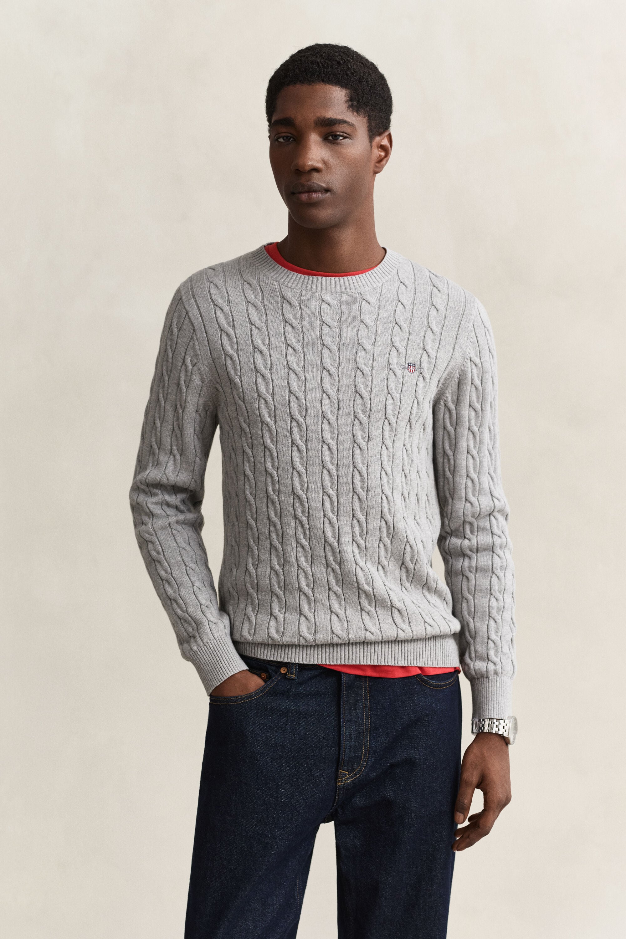Classic sweater med kabelstrik