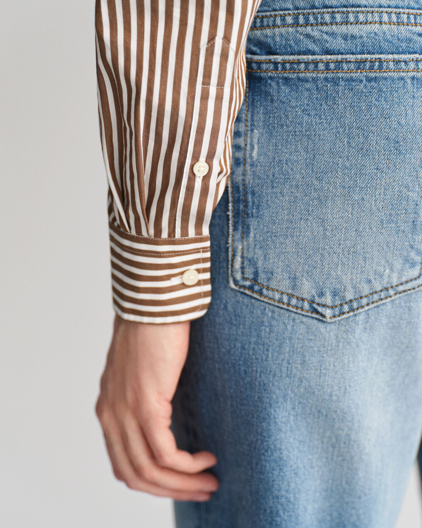 Regular fit klassisk stribet poplin-skjorte