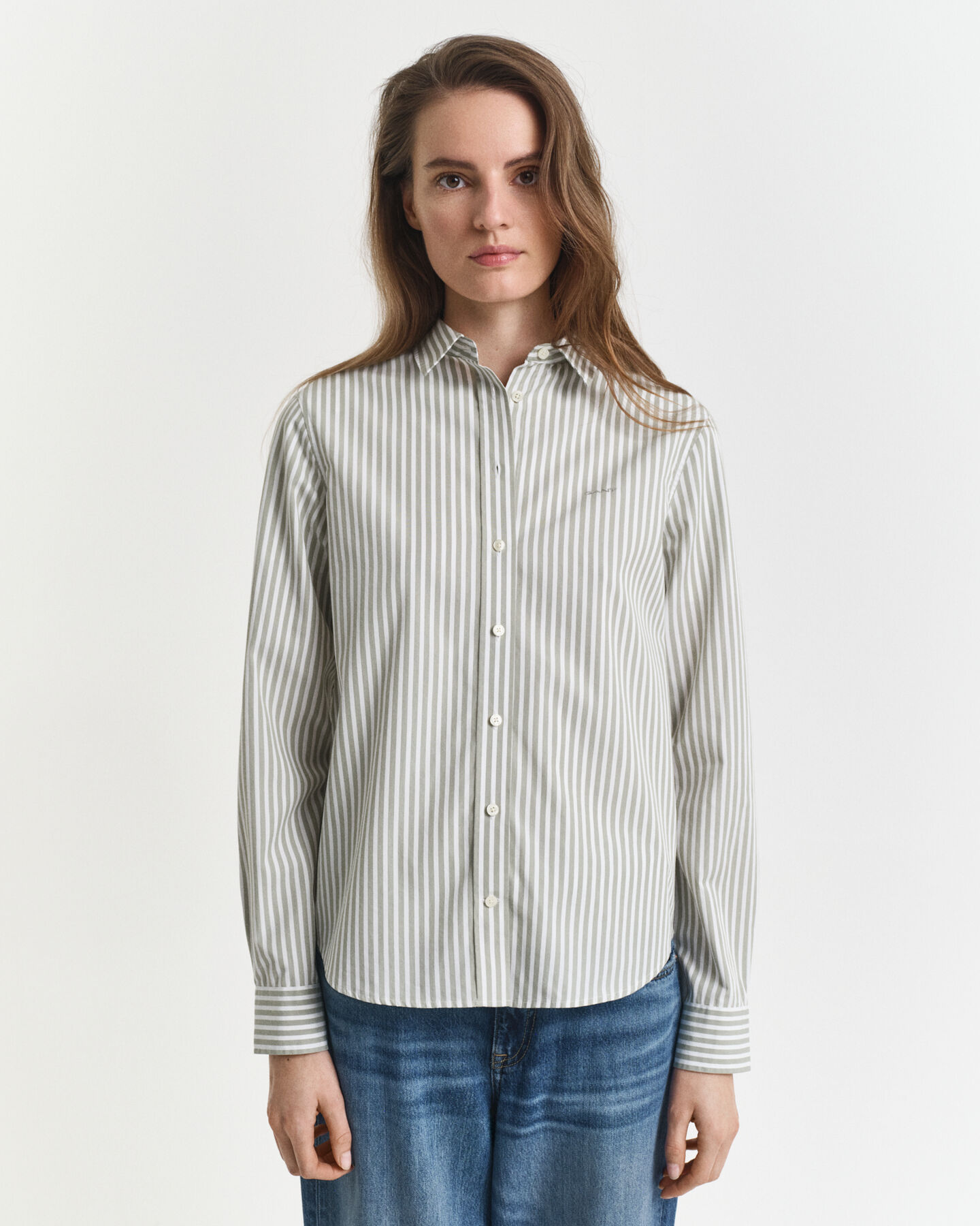 Regular fit klassisk stribet poplin-skjorte