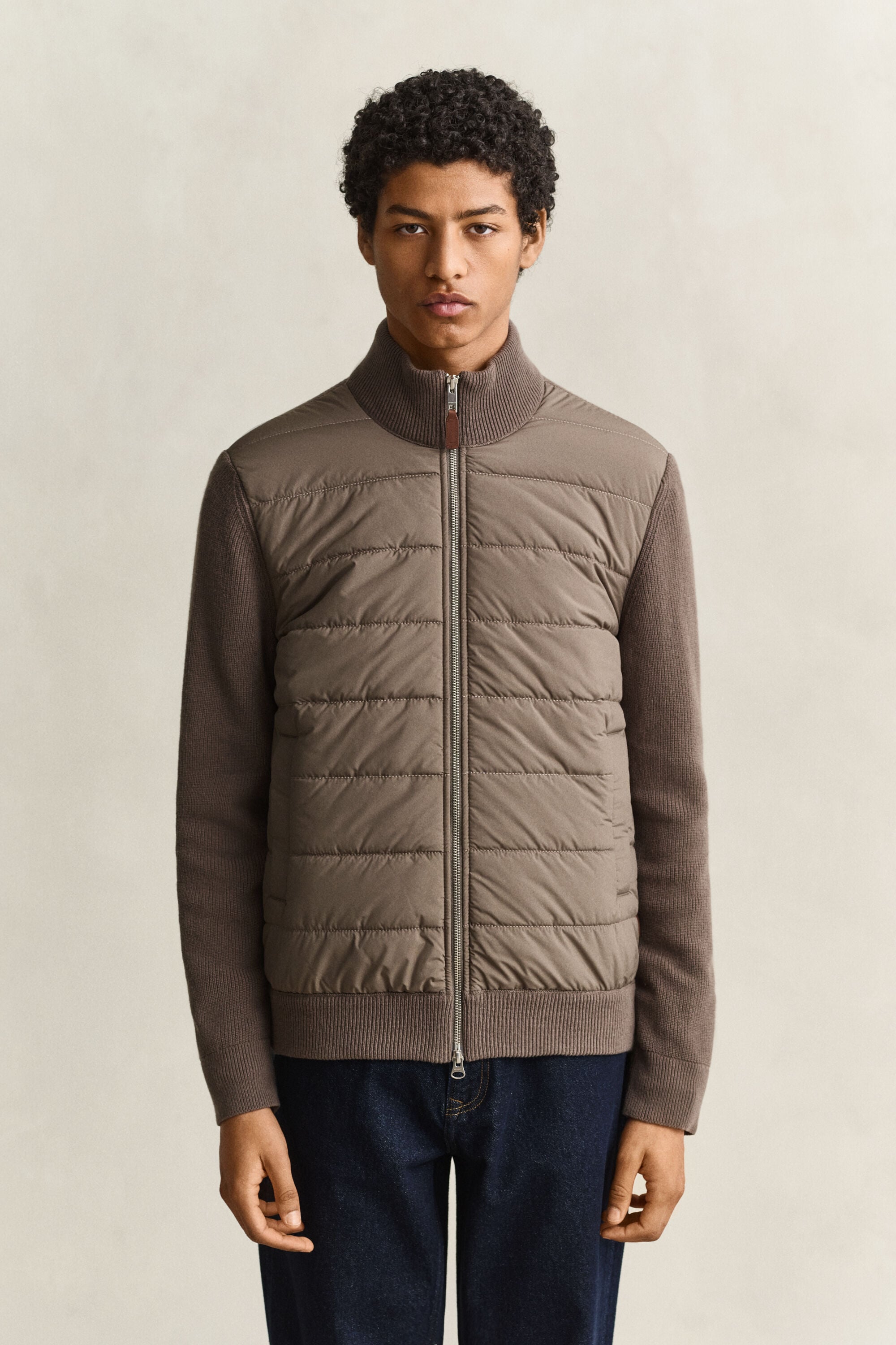 Hybrid cardigan med lynlås