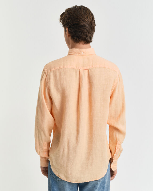 Regular fit garment-dyed hørskjorte