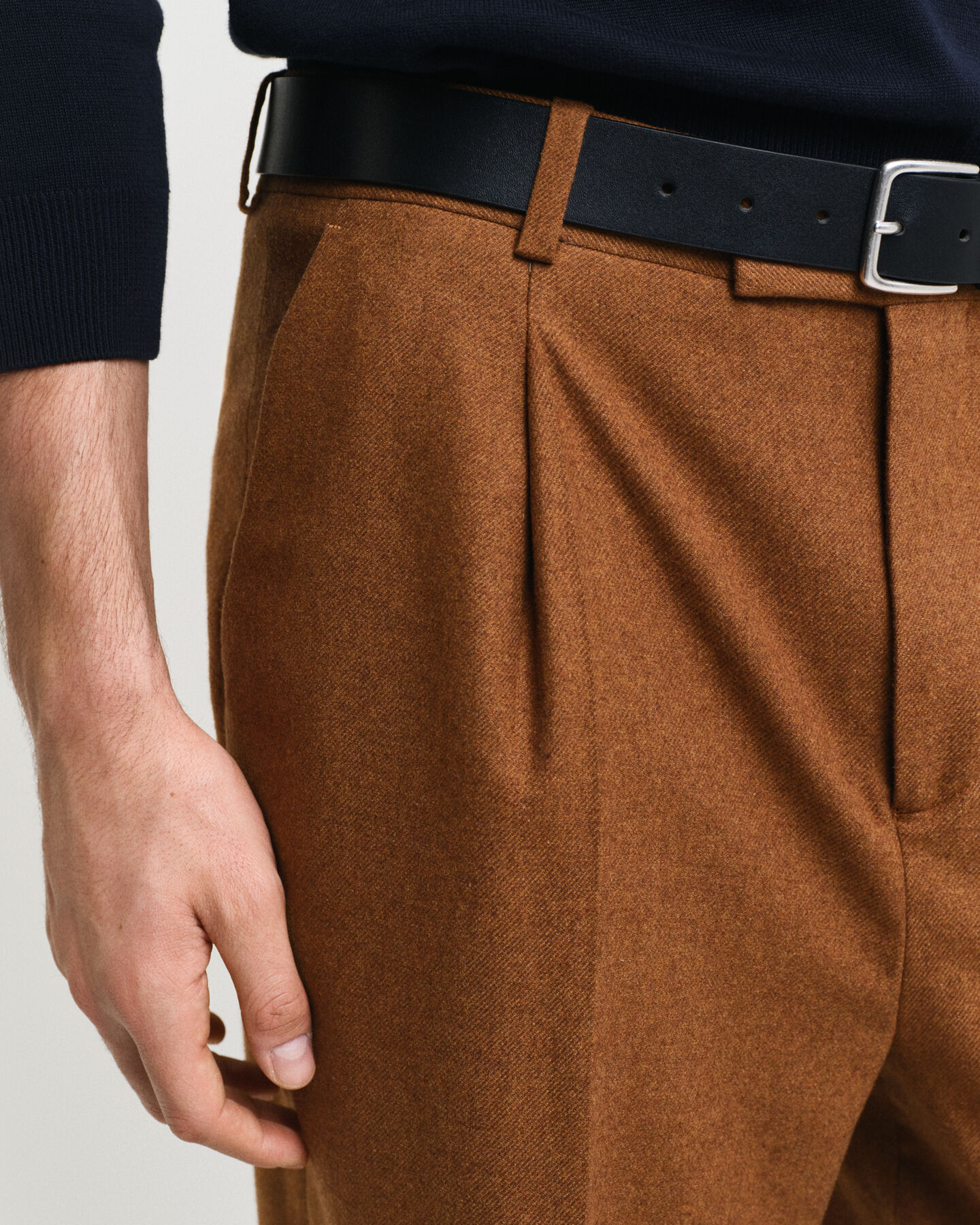 Relaxed fit jakkesæt-bukser af uld-flannel