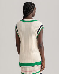 Stribet vest i ribstrik