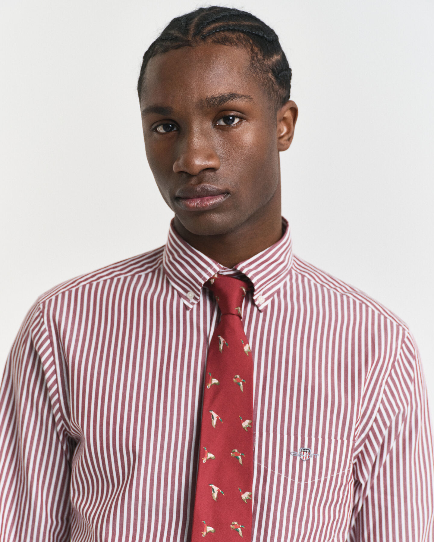 Regular fit klassisk stribet poplin-skjorte