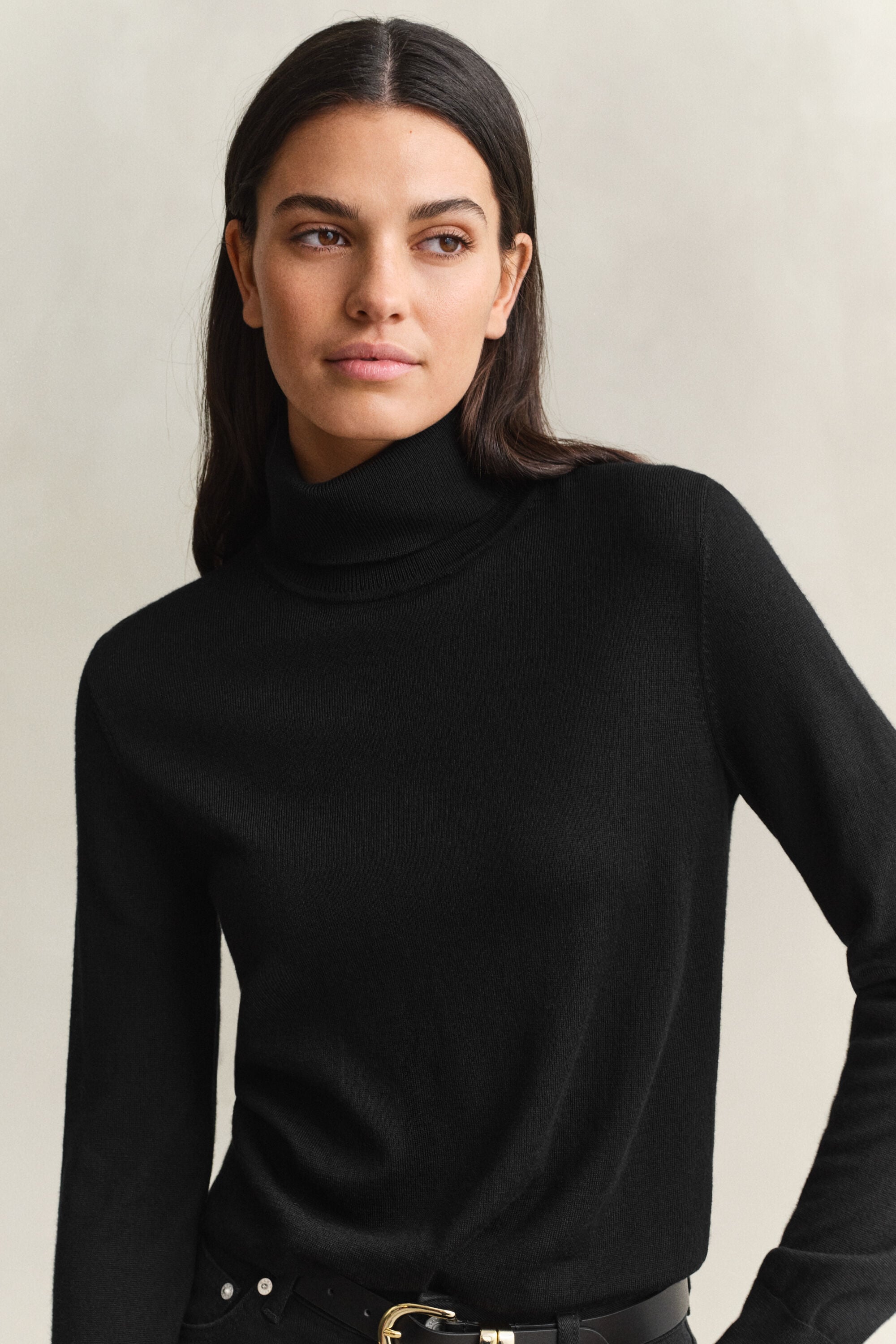 Rullekrave sweater af ekstra fin merinould
