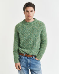 Crewneck sweater med kabelstrik