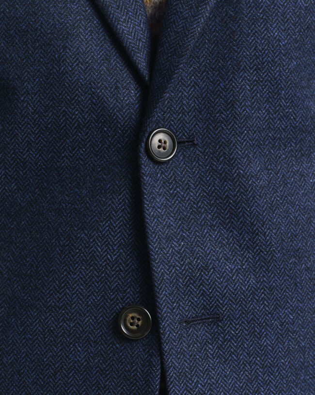 Slim fit jakkesæt-jakke i sildebensmønstret flannel