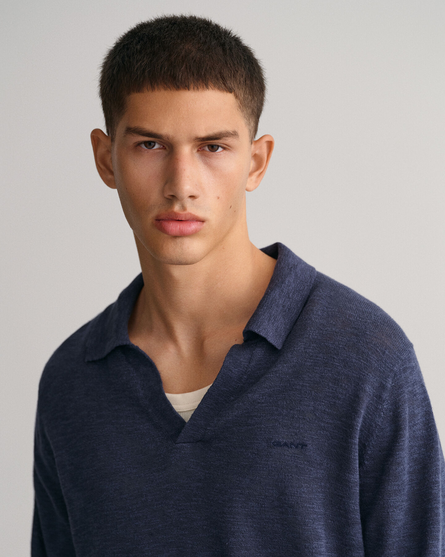 Polosweater af bomuld og hør