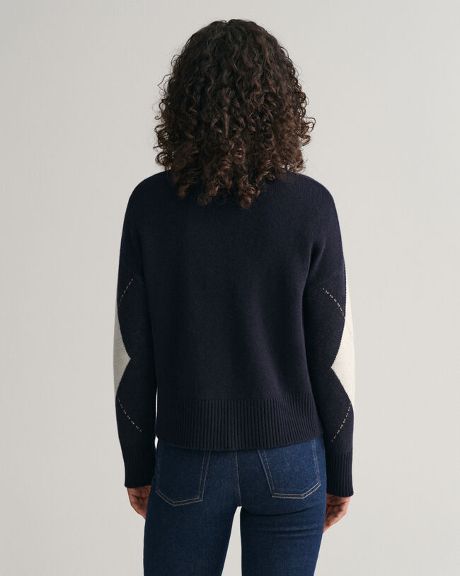 Super fin argyle sweater med crewneck