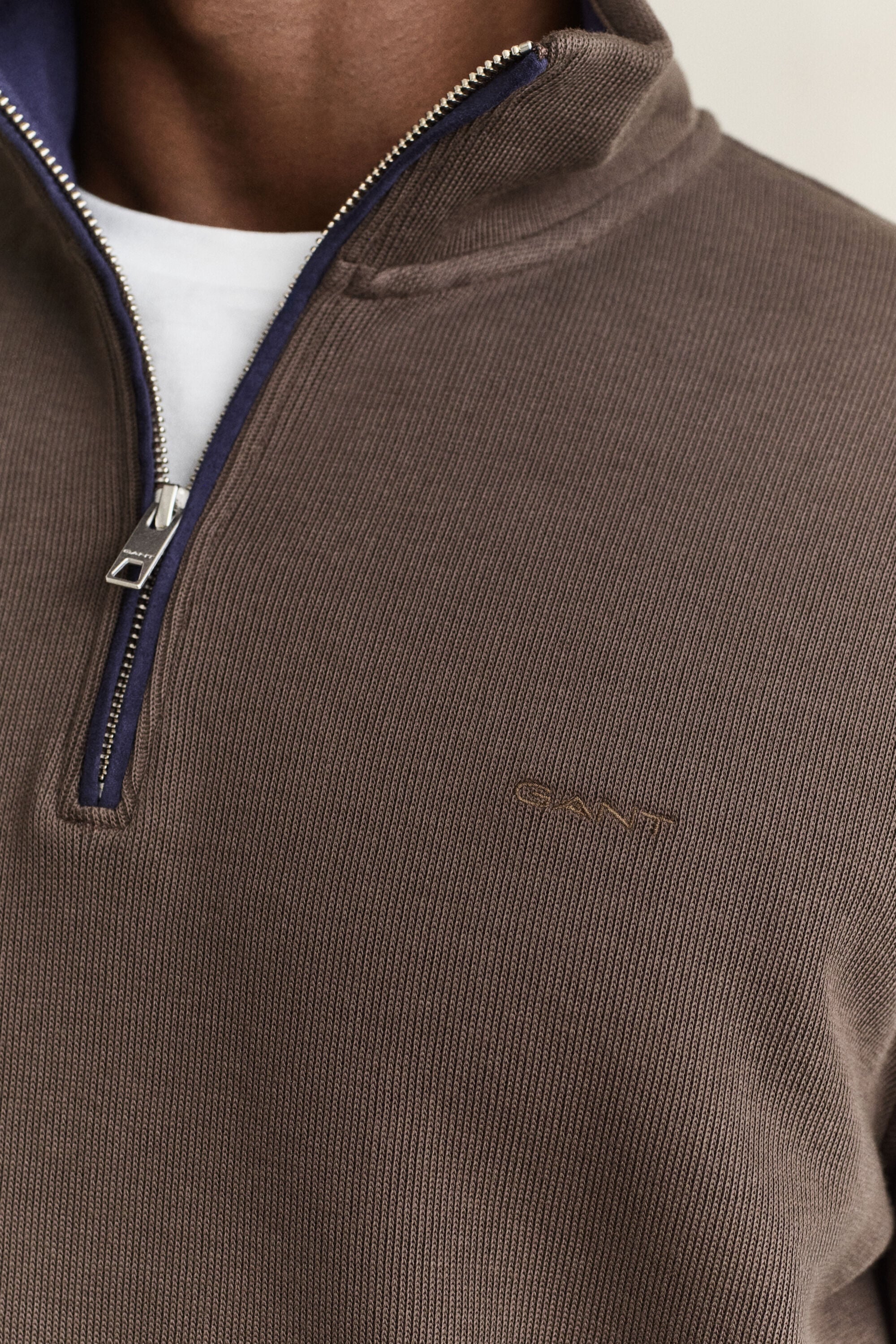 Sacker Rib sweatshirt med halv lynlås