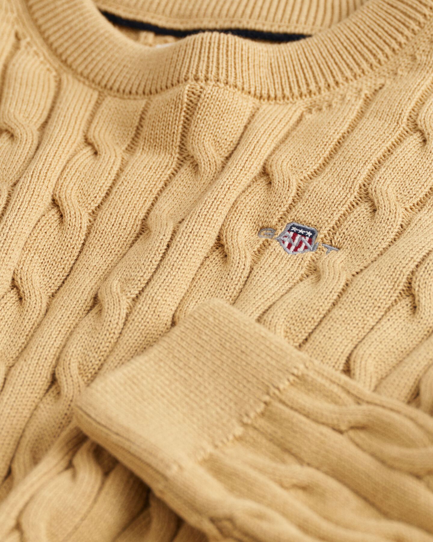 Kids Shield crewneck sweater af bomuld med kabelstrik