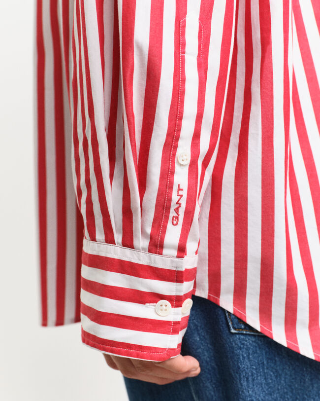 Oversize klassisk poplinskjorte med striber