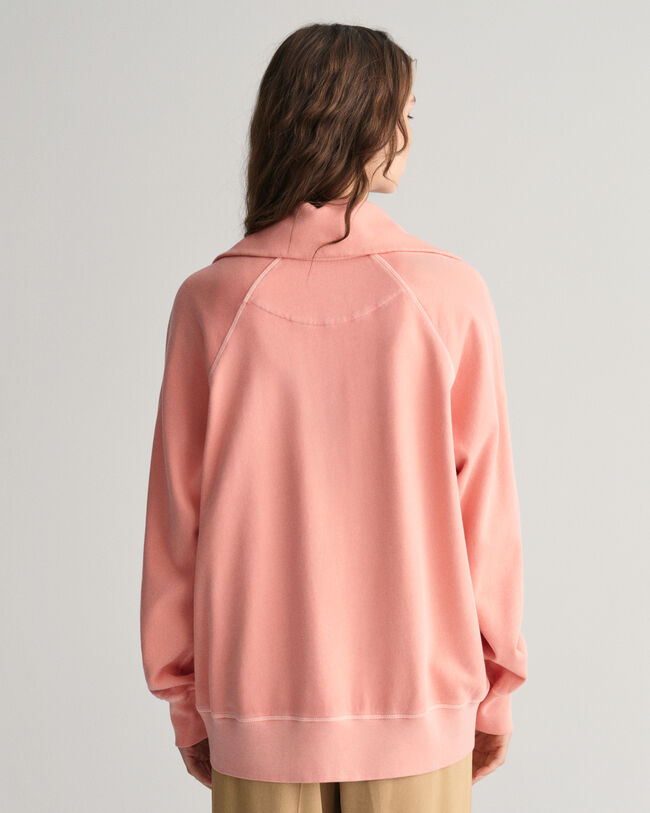 Sunfaded sweatshirt med halv lynl&aring;s